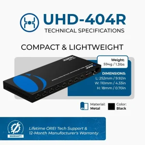 4K 4x4 HDMI™ Matrix with Downscaler and Audio Return Channel (UHD-404R) - view 5
