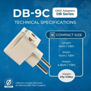 European Travel Adapter - 2 in 1 - Type C - Compact Design (DB-9C) - view 10
