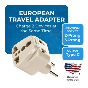 European Travel Adapter - 2 in 1 - Type C - Compact Design (DB-9C) - view 3