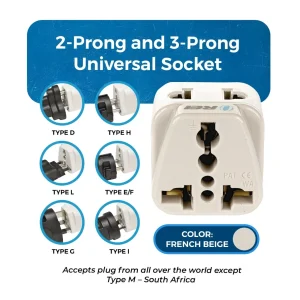European Travel Adapter - 2 in 1 - Type C - Compact Design (DB-9C) - view 4
