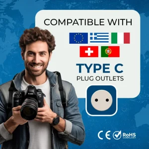 European Travel Adapter - 2 in 1 - Type C - Compact Design (DB-9C) - view 6