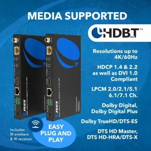 4K HDBaseT HDMI Extender Over CAT6/7 up to 330 Feet, Bi-directional IR, ARC, PoC, RS-232 (UHD-EXB330LAR-K) - view 7