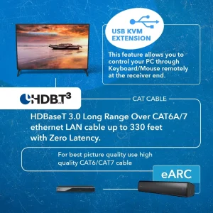 4K HDBaseT 3.0 HDMI™ Extender (Loop, USB, eARC, LAN) - 400ft (cat6)-UHD-EXB350EAU-K - view 4