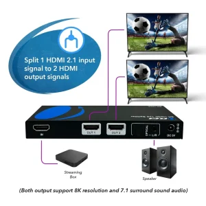 8K 1x2 HDMI™ Splitter (Downscaler, Audio Extract)-BK-102A - view 3