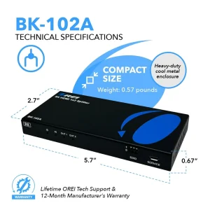 8K 1x2 HDMI™ Splitter (Downscaler, Audio Extract)-BK-102A - view 5