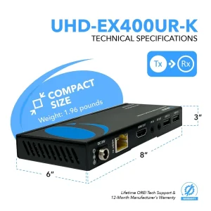 4K HDBaseT HDMI™ Extender (USB2.0, Bi-IR) - 400ft (cat6) (UHD-EXB400UR-K) - view 5