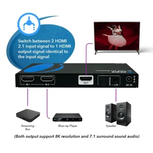 8K 2-port HDMI™ Switch (Audio Extract)-BK-21A - view 3