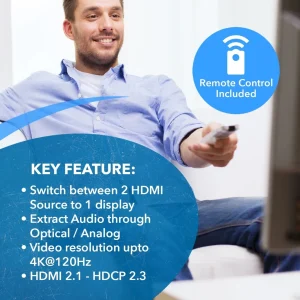 8K 2-port HDMI™ Switch (Audio Extract)-BK-21A - view 7