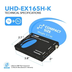 4K@60hz HDMI™ Extender (Loop, IR) - 165ft (cat6) (UHD-EX165H-K) - view 5