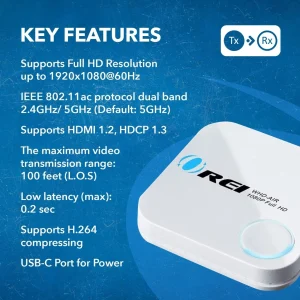 Full HD Wireless HDMI Display Receiver Adapter, 2.4G/5Ghz 4K@60hz Screen Mirroring Solution Miracast (WHD-AIR) - view 8