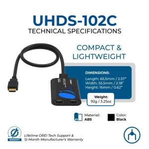 4K@60Hz 1x2 HDMI™ Splitter (Downscaler, Pigtail)-UHDS-102C - view 5