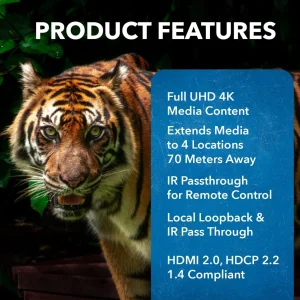 4K@60hz 4x4 HDMI Matrix Extender (Loop) 230ft (cat6)-UHD48-EX230-K - view 9