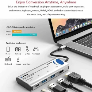 HDMI-C to HDMI Hub 4K@60Hz Adapter USB 3.0 x 2 + USB-C PD 3.0 (100W) - Thunderbolt 3, Extend Display - view 3