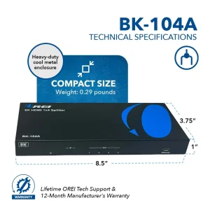 8K 1x4 HDMI™ Splitter (Downscaler, Audio Extract)-BK-104A - view 5