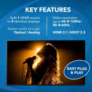 8K 1x4 HDMI™ Splitter (Downscaler, Audio Extract)-BK-104A - view 7