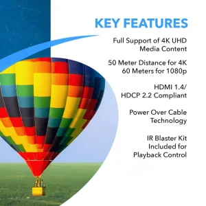 4K HDMI Extender Over CAT6/7 up to 165ft with PoC & Bi-directional IR (EX-150C) - view 7