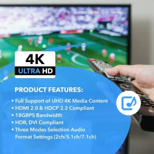 HDMI eARC Audio Extractor 4K@60Hz with Optical Port & 3.5mm jack, 18Gbps bandwidth (HDA-932) - view 7