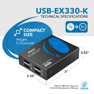 USB2.0 Extender (USB-A to USB-A) - 330ft (cat6) (USB-EX330-K) - view 4