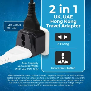 UK, Hong Kong Travel Adapter - 2 in 1 - Type G - Compact Design (DB-7) - view 7