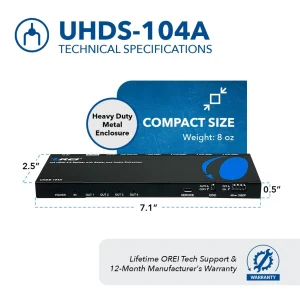 4K@60Hz 1x4 HDMI™ Splitter (Downscaler, Audio Extract)-UHDS-104A - view 5