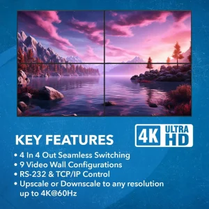 4K@60hz 4x4 HDMI™ Matrix w/ Video Wall (Seamless)-UHDS-404VW - view 7