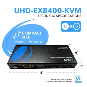 4K HDBaseT HDMI™ Extender (KVM, Bi-IR) - 400ft (cat6)-UHD-EXB400-KVM - view 5