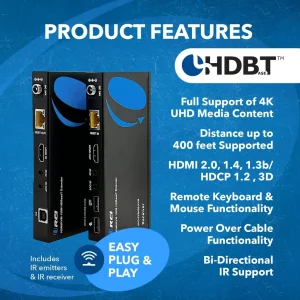 4K HDBaseT HDMI™ Extender (KVM, Bi-IR) - 400ft (cat6)-UHD-EXB400-KVM - view 7