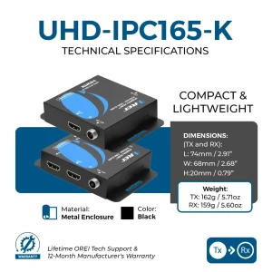 4K@60hz HDMI™ Extender - 230ft (cat6)-UHD-IPC165-K - view 5
