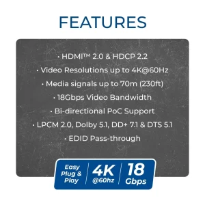 4K@60hz HDMI™ Extender - 230ft (cat6)-UHD-IPC165-K - view 8