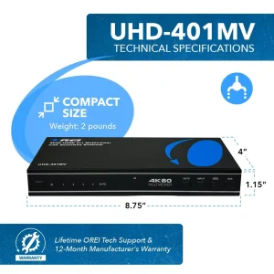 4K@60hz 4-port HDMI™ Seamless Switch w/ Multi Viewer (Audio Extract)-UHD-401MV - view 5