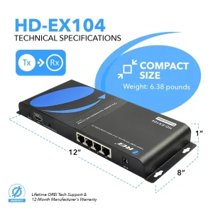 1080p 1x4 HDMI™ Extender Splitter (Over IP) - 400ft (cat6) - HD-EX104 - view 5