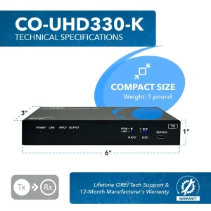4K@60hz HDMI™ Extender (Loop, Bi-IR) - 330ft (coaxial)-CO-UHD330-K - view 5