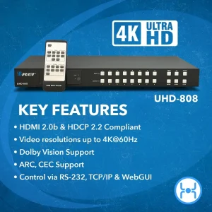 4K@60hz 8x8 HDMI™ Matrix (Audio Extract)-UHD-808 - view 7