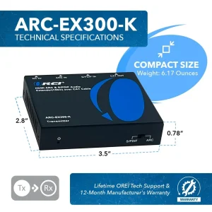 HDMI™ ARC & S/PDIF Audio Extender - 500ft (cat6)-ARC-EX300-K - view 5