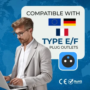 Germany, France Travel Adapter - 2 in 1 - Type E/F - Compact Design (DB-9) - view 13
