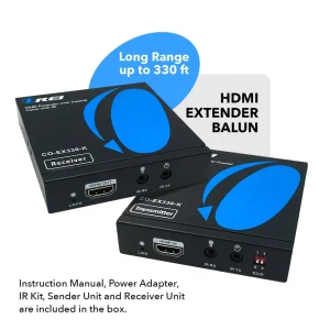 HDMI Extender Balun Over Coaxial Upto 330 Feet - 1080p@60Hz Over 75Ohm RG-6U, Bi-directional IR, Cas - view 2