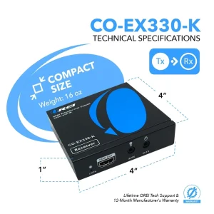 HDMI Extender Balun Over Coaxial Upto 330 Feet - 1080p@60Hz Over 75Ohm RG-6U, Bi-directional IR, Cas - view 5