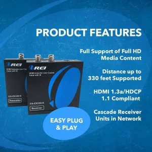 HDMI Extender Balun Over Coaxial Upto 330 Feet - 1080p@60Hz Over 75Ohm RG-6U, Bi-directional IR, Cas - view 7