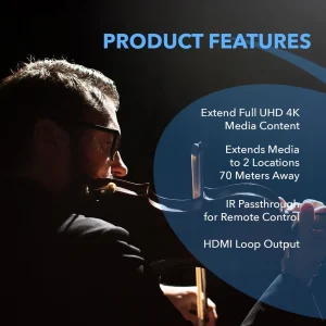 4K@60hz 1x2 HDMI™ Extender Splitter (Loop, IR) - 230ft (cat6) (UHD12-IPC230-K) - view 9