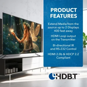 4K HDBaseT 1x2 HDMI™ Extender Splitter (Loop, Bi-IR) - 400ft (Cat6) (UHD12-EXB400-K) - view 7