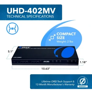 4K@60hz 4x2 HDMI™ Matrix (Seamless, Audio Extract, MultiView)-UHD-402MV - view 5