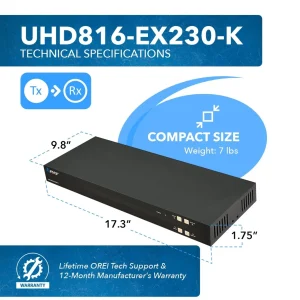 4K@60Hz 8x8 HDMI™ Extender Matrix (Loop) - 230ft (Cat6) (UHD816-EX230-K) - view 4