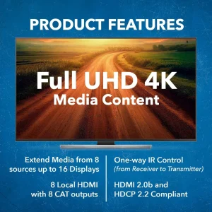 4K@60Hz 8x8 HDMI™ Extender Matrix (Loop) - 230ft (Cat6) (UHD816-EX230-K) - view 8