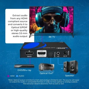 8K HDMI™ or eARC Audio Extractor (3.5mm, Optical)-BKA-1 - view 3