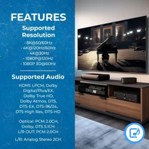 8K HDMI™ or eARC Audio Extractor (3.5mm, Optical)-BKA-1 - view 7
