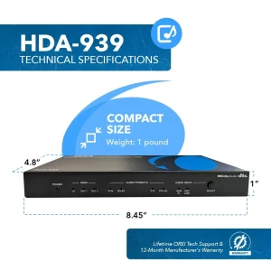 4K HDMI Audio Decoder & Downmixing w/ eARC Extract-HDA-939 - view 5