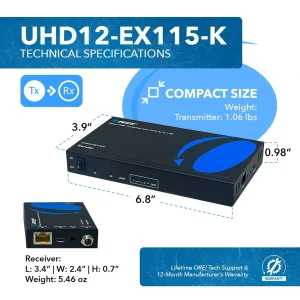 4K@60hz 1x2 HDMI™ Extender Splitter - 115ft (cat6)-UHD12-EX115-K - view 5