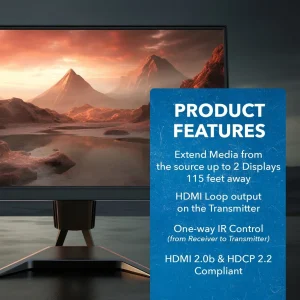 4K@60hz 1x2 HDMI™ Extender Splitter - 115ft (cat6)-UHD12-EX115-K - view 7