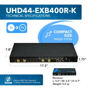 4K HDBaseT 4x4 HDMI™ Extender Matrix (Loop) - 400ft (cat6)- (UHD44-EXB400R-K) - view 5