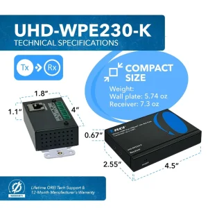 4K HDBaseT HDMI™ Extender with Wall Plate (TX) - 230ft (cat6)-UHD-WPE230-K - view 5
